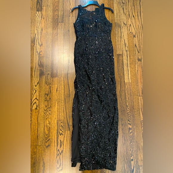 Aidan Mattox Lace & Sequin Floor Length Gown - Picture 1 of 7